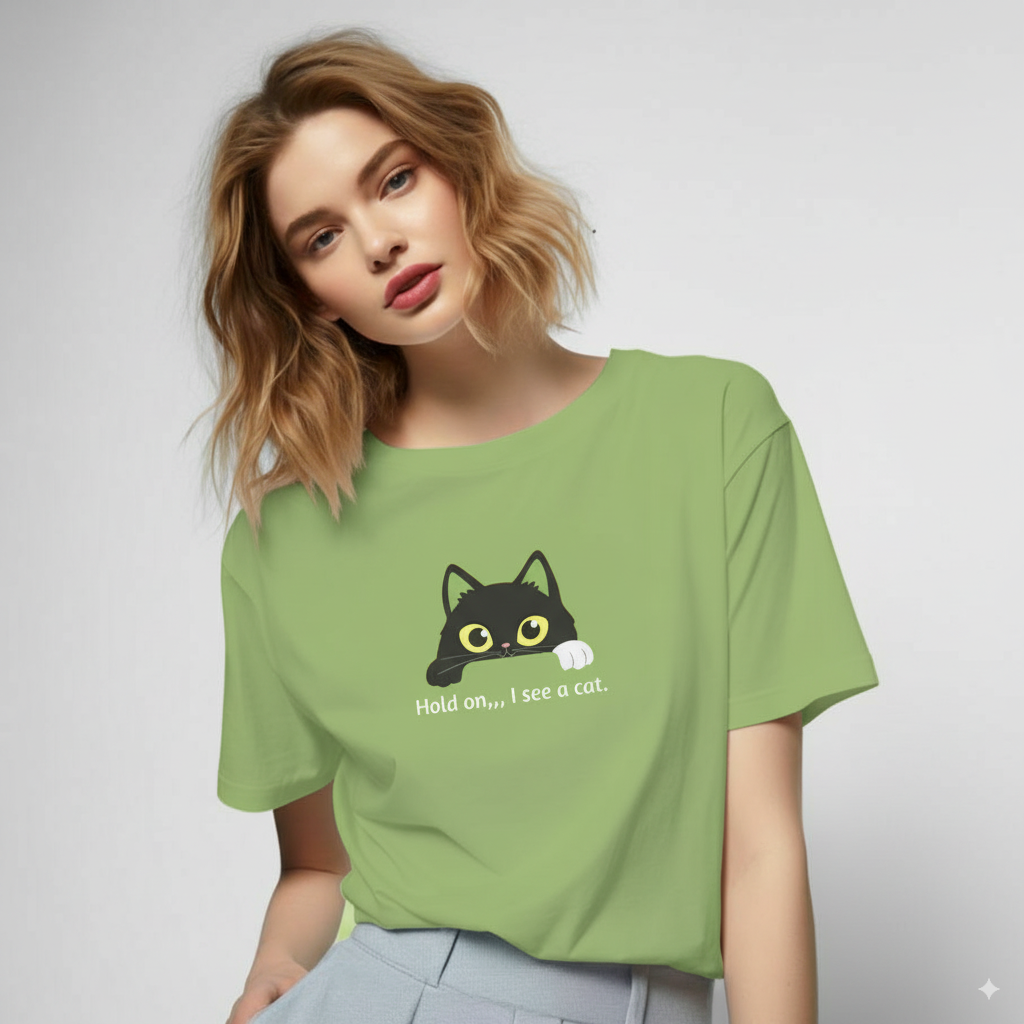 "hold on ...I see a cat tee" Tee